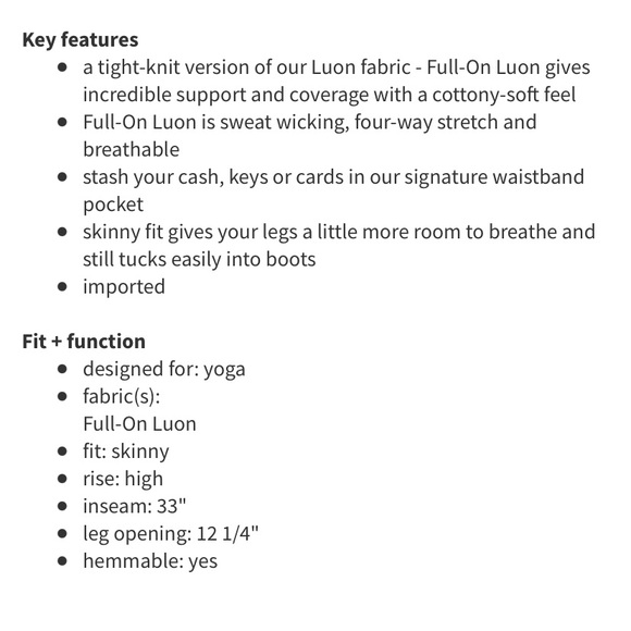 Lululemon Skinny Groove Pants - Picture 3 of 9